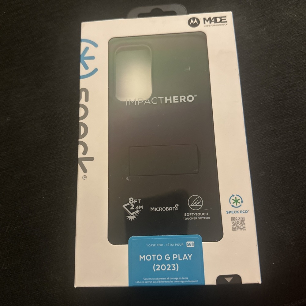Speck ImpactHero Phone Case For Moto G Play (2023),Black with stand
